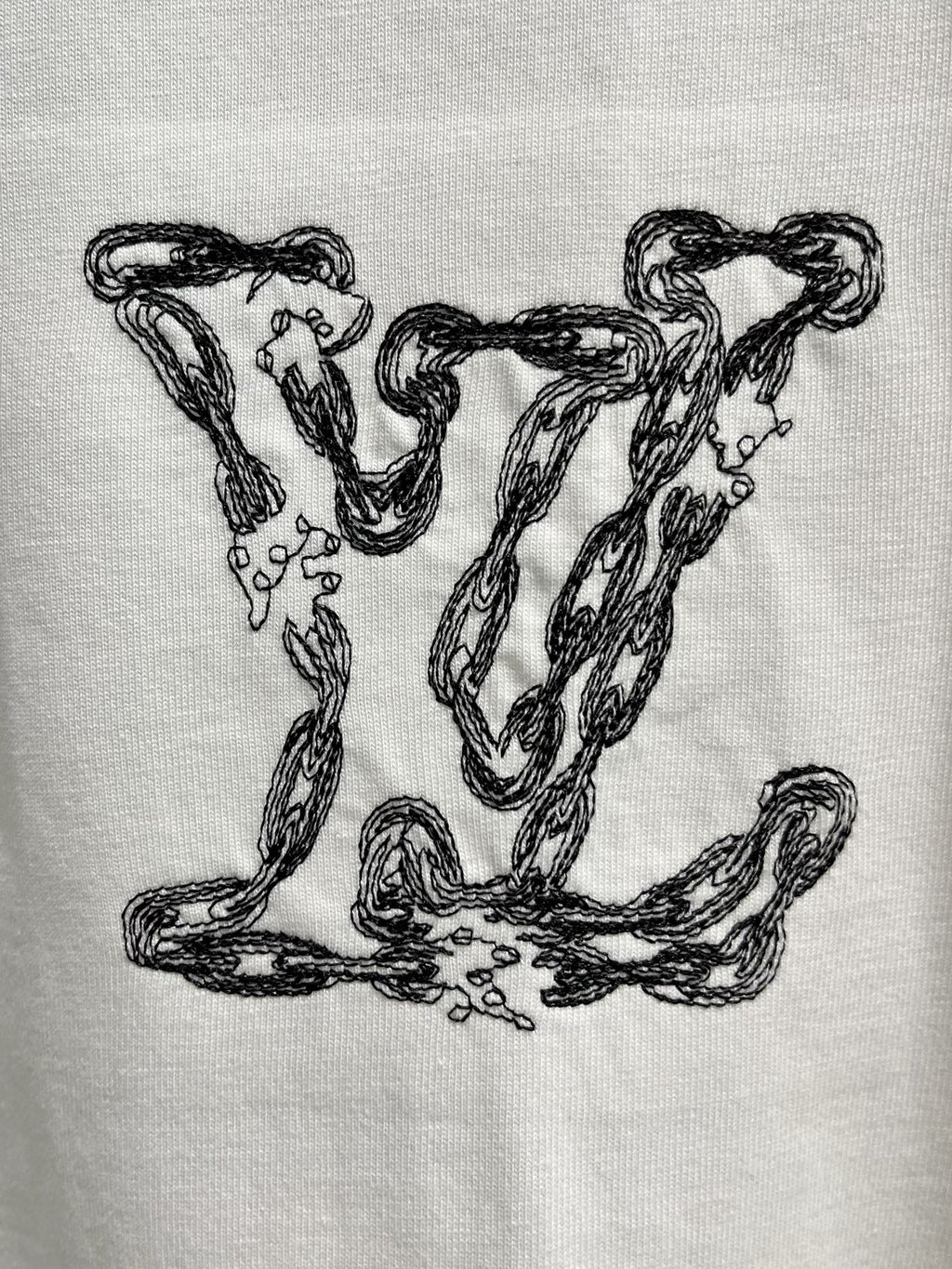 LOUIS VUITTON LV WHITE COTTON T-SHIRT EMBROIDERED LOGO 238861