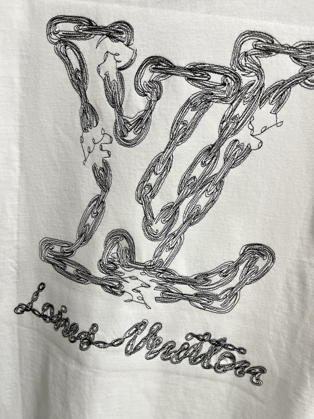 LOUIS VUITTON LV WHITE COTTON T-SHIRT EMBROIDERED LOGO 238861