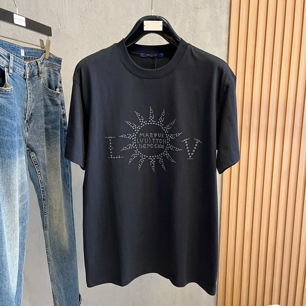 LOUIS VUITTON LV T-SHIRT IN BLACK PURE COTTON WITH EMBROIDERED LOGO 238772
