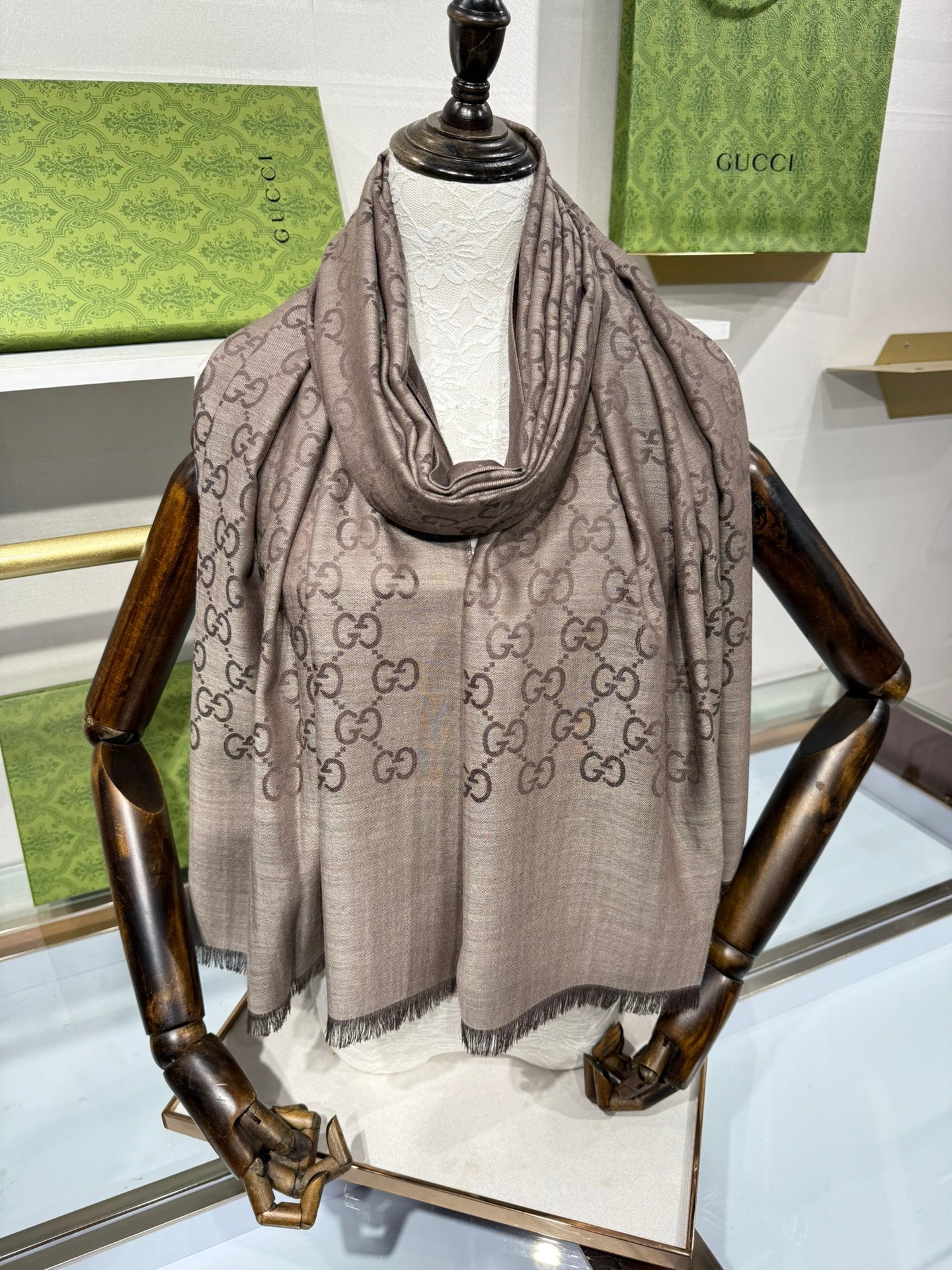GUCCI 25S SCARF 200 IN CASHMERE SILK 706563