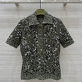 GUCCI Gucci Knitted Polo Short-sleeved Top Green Wool