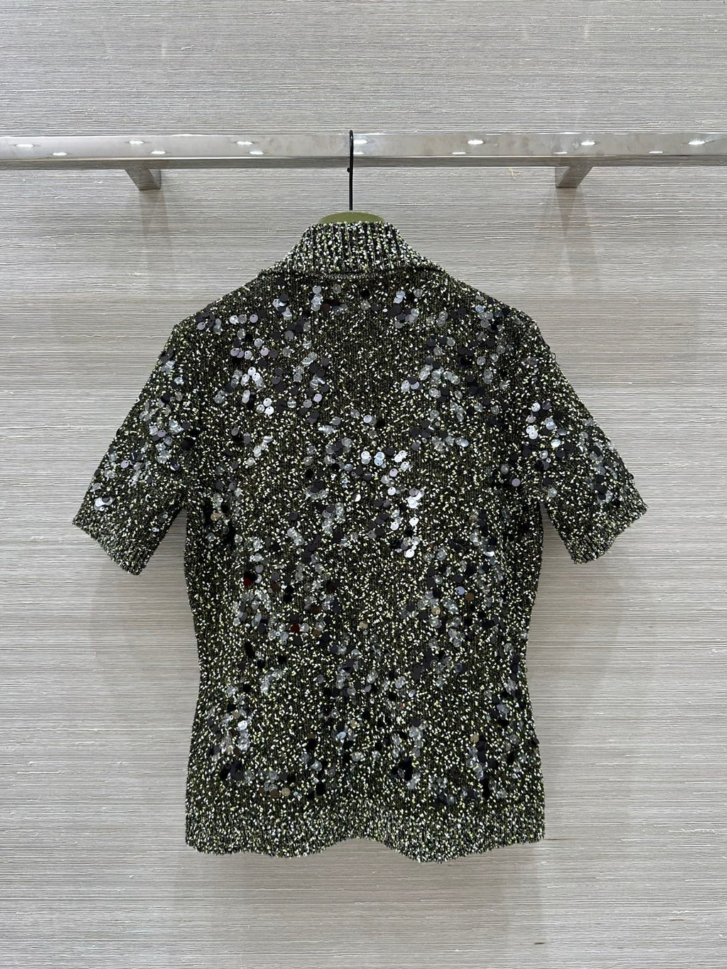 GUCCI Gucci Knitted Polo Short-sleeved Top Green Wool