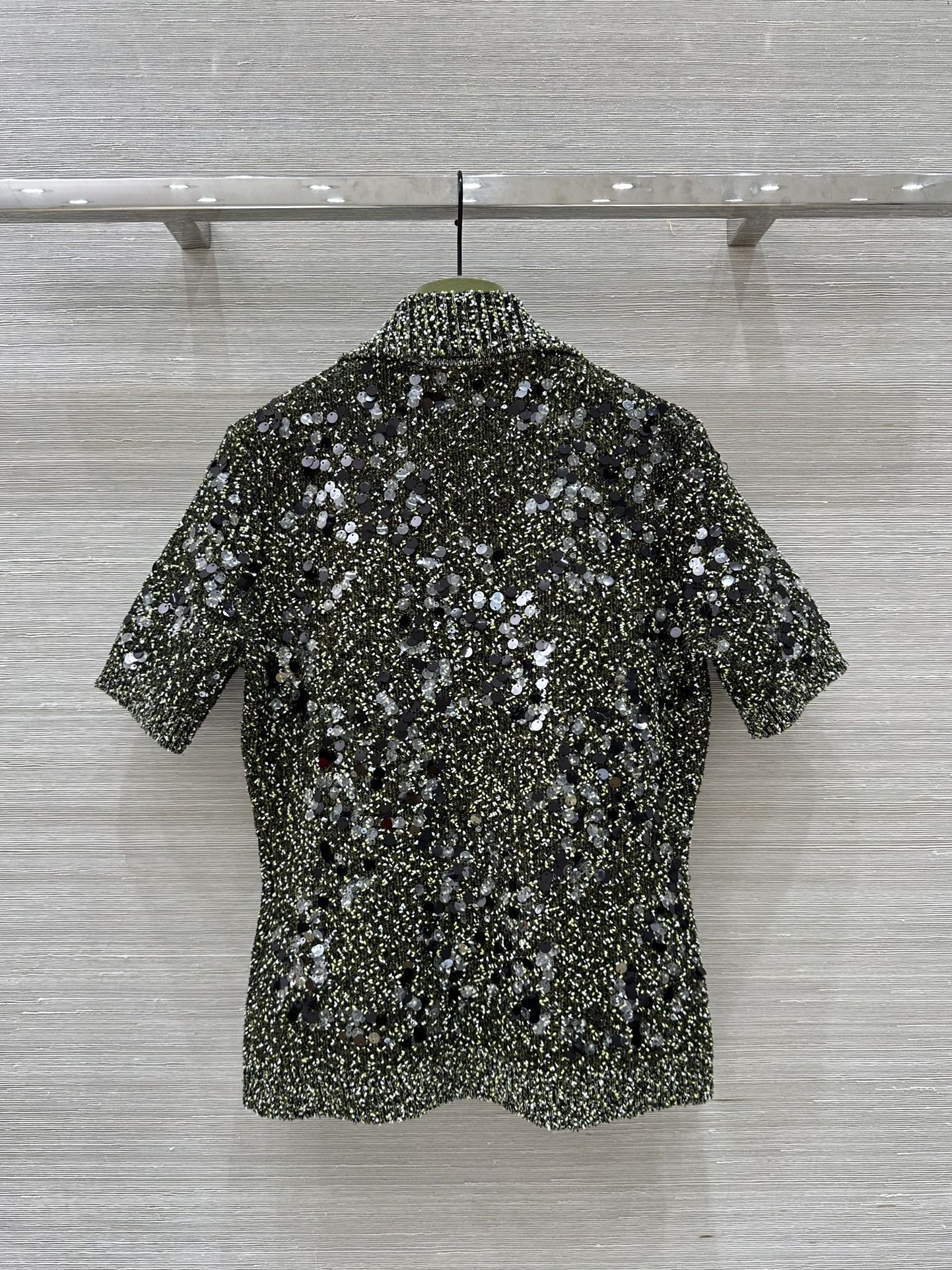 GUCCI Gucci Knitted Polo Short-sleeved Top Green Wool