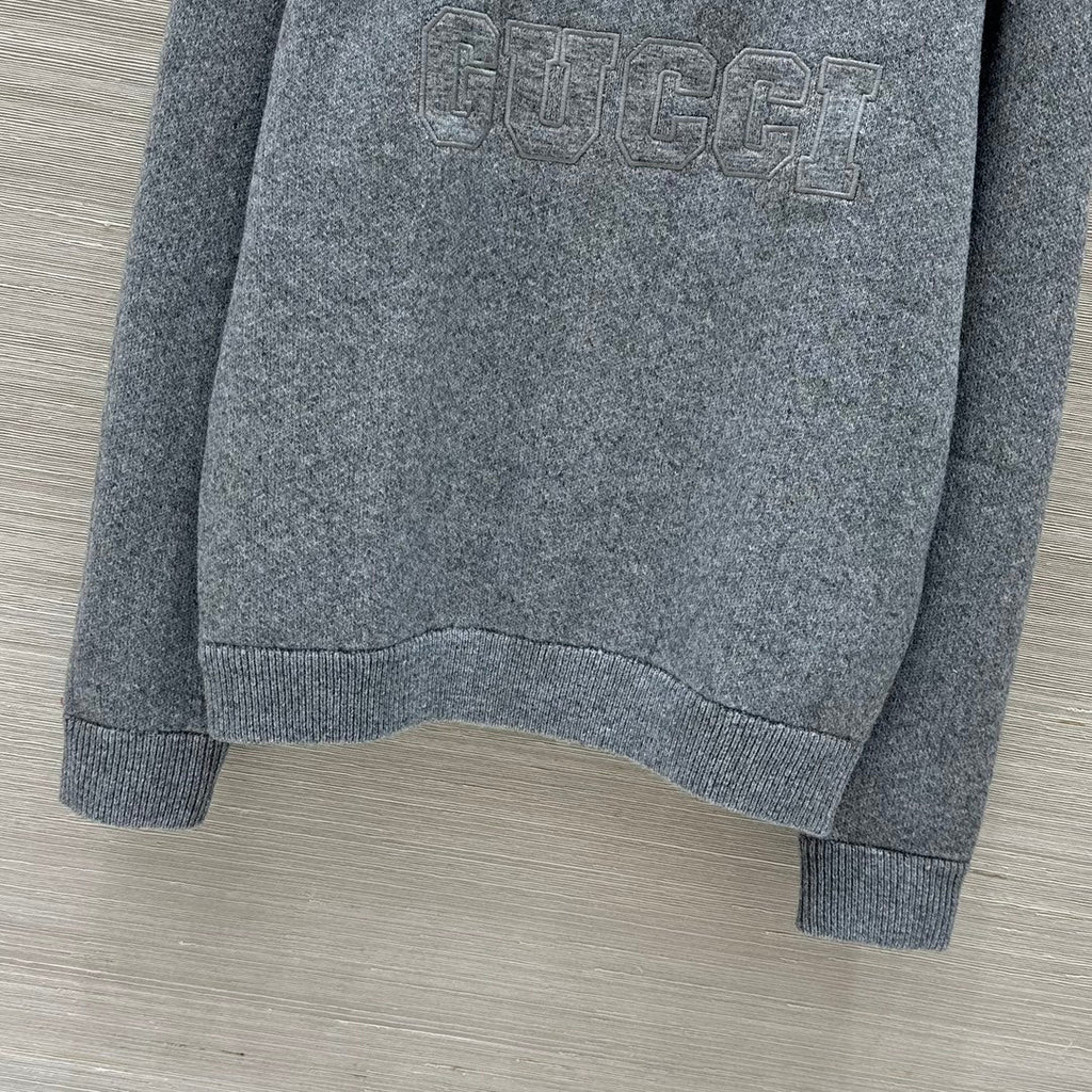 GUCCI Gucci 25 Embroidered Pullover Sweater Gray Wool