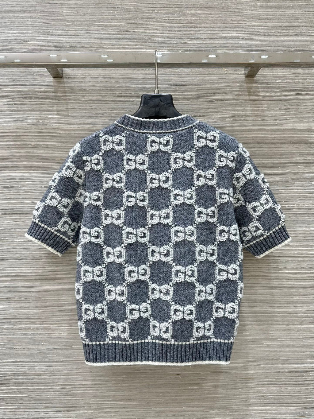 GUCCI Gucci Knit Sweater Gray White Wool