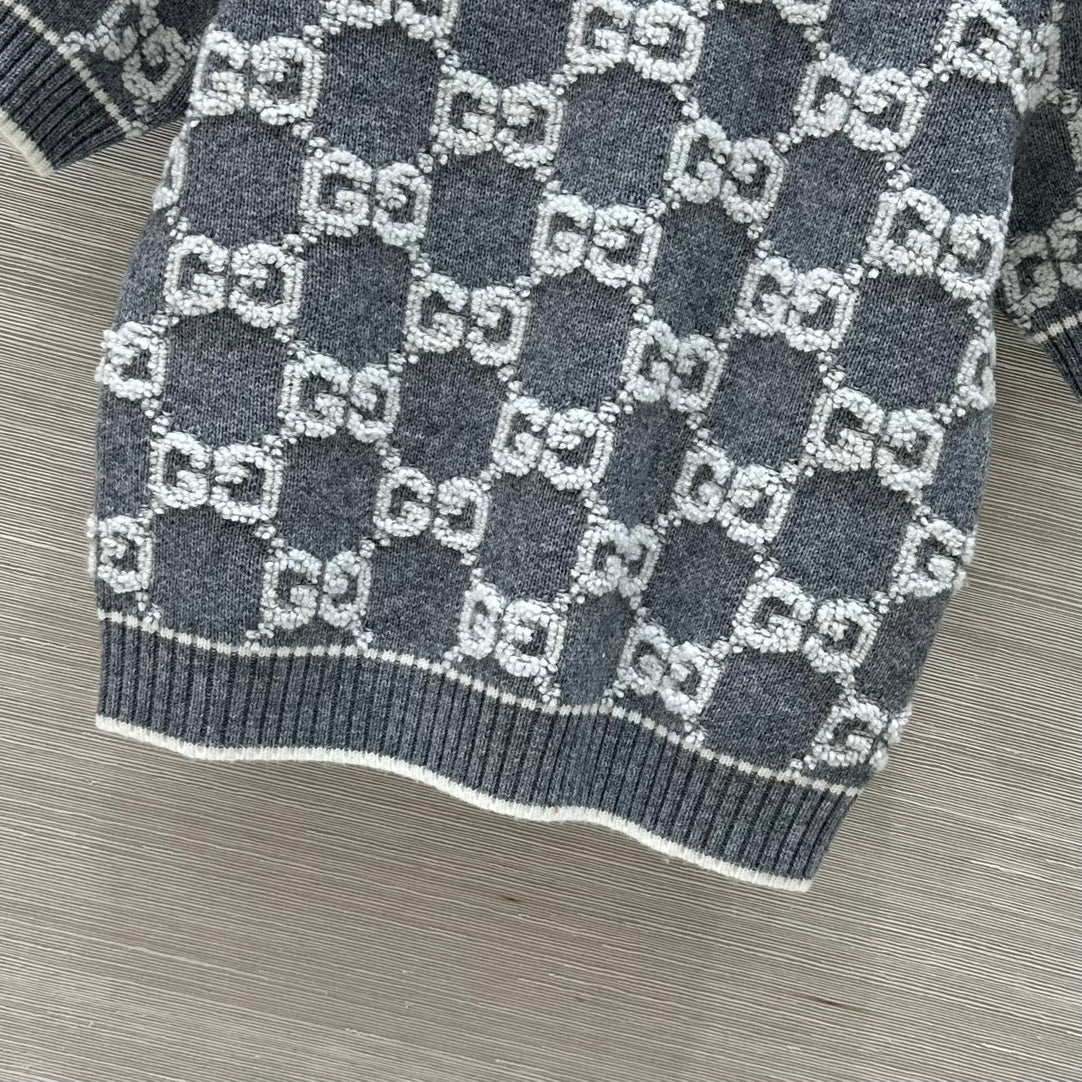GUCCI Gucci Knit Sweater Gray White Wool