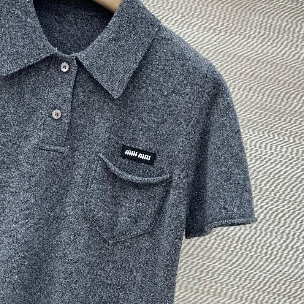 MIUMIU SHORT-SLEEVE TURTLENECK SWEATER STYLE 695