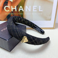 PRADA THICK HEADBAND IN BLACK TWEED 174106