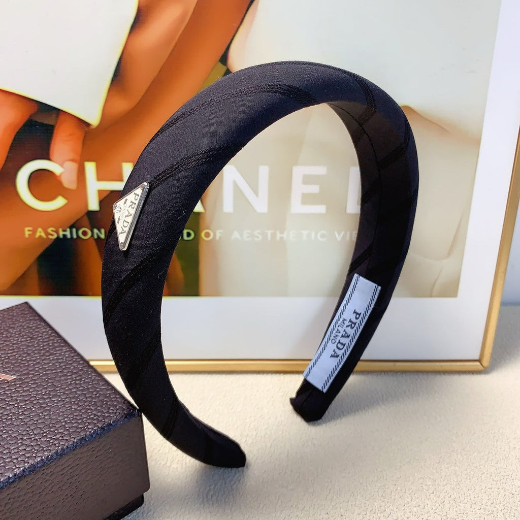 PRADA THICH HAIRBAND IN BLACK COTTON 232294