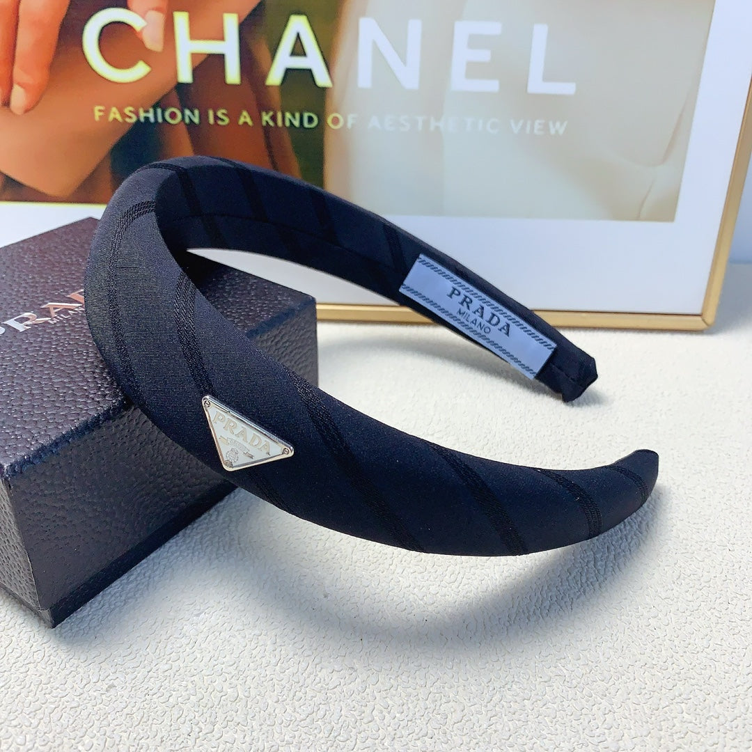 PRADA THICH HAIRBAND IN BLACK COTTON 232294