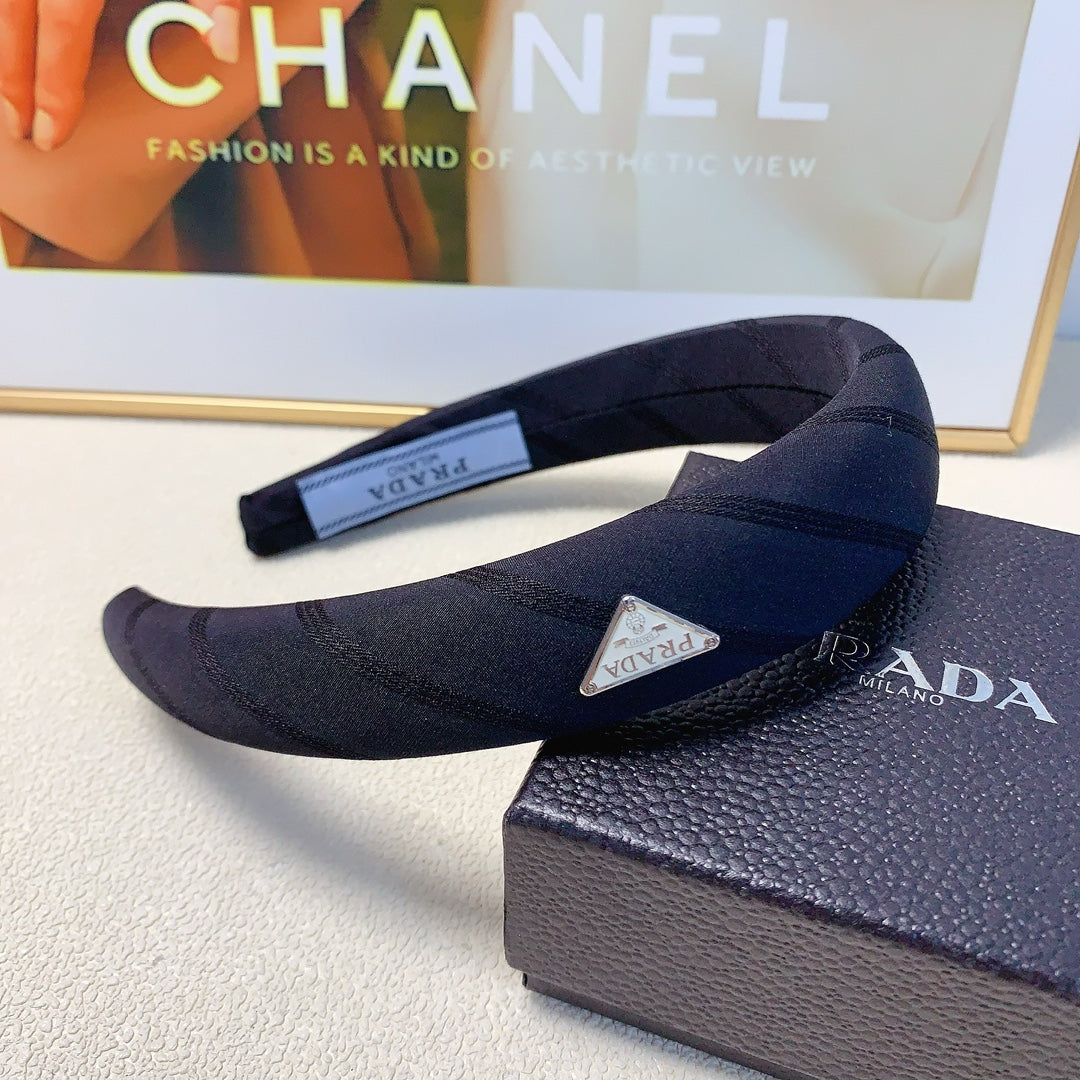 PRADA THICH HAIRBAND IN BLACK COTTON 232294