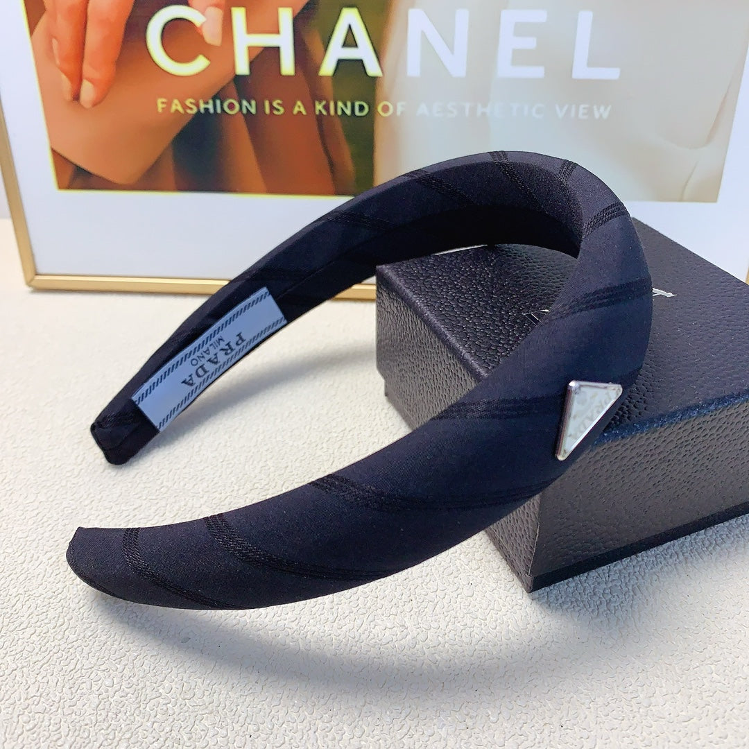 PRADA THICH HAIRBAND IN BLACK COTTON 232294