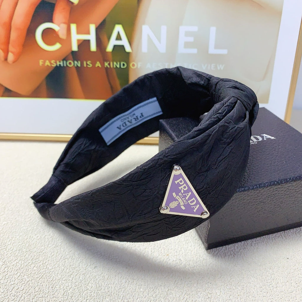 PRADA HEADBAND IN BLACK WRINKLED FABRIC 258838