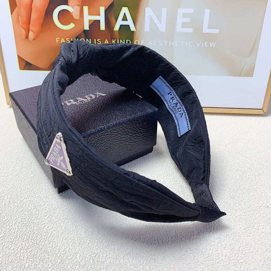 PRADA HEADBAND IN BLACK WRINKLED FABRIC 258838