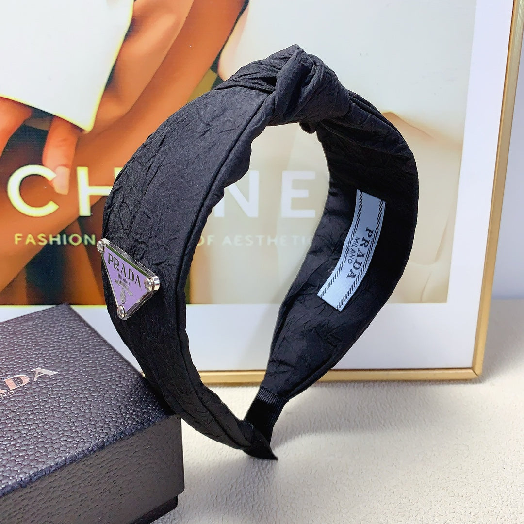 PRADA HEADBAND IN BLACK WRINKLED FABRIC 258838
