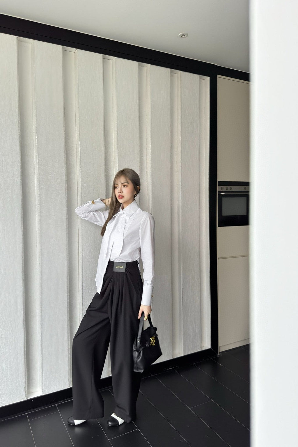 LOEWE BLACK GATHERED-WAIST PANTS