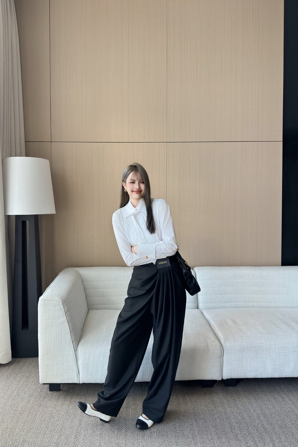 LOEWE BLACK GATHERED-WAIST PANTS