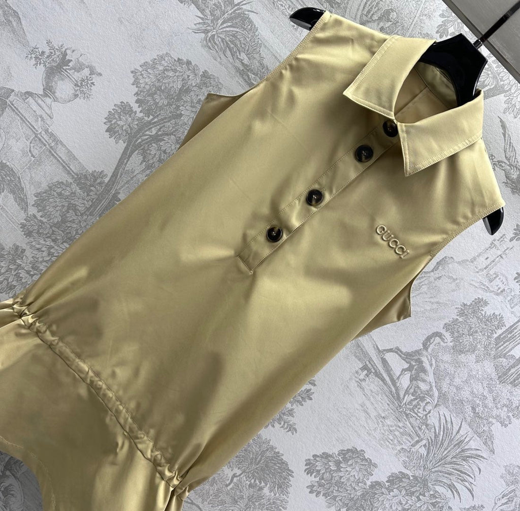 GUCCI Gucci 25 Polo Shift Dress Cookies And Cream Polyester 231769