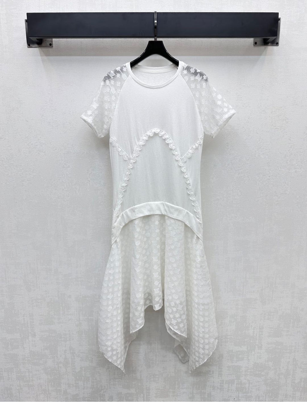 LOUIS VUITTON LV WHITE COTTON SHORT-SLEEVE DRESS 263735