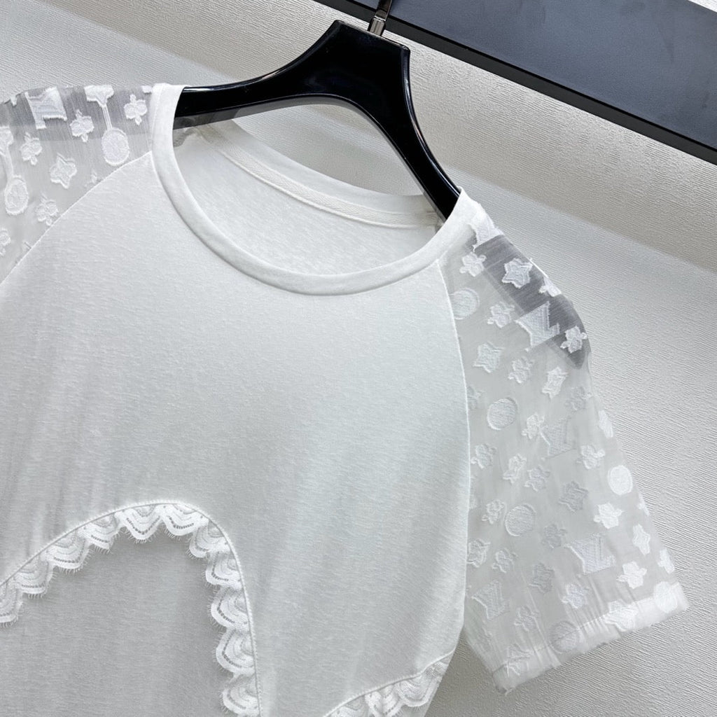 LOUIS VUITTON LV WHITE COTTON SHORT-SLEEVE DRESS 263735