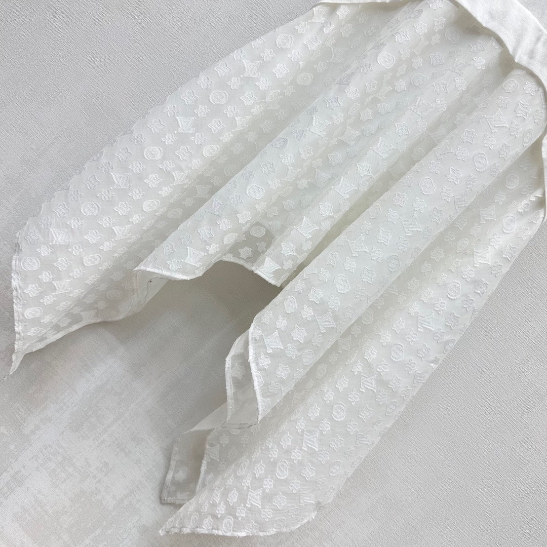 LOUIS VUITTON LV WHITE COTTON SHORT-SLEEVE DRESS 263735