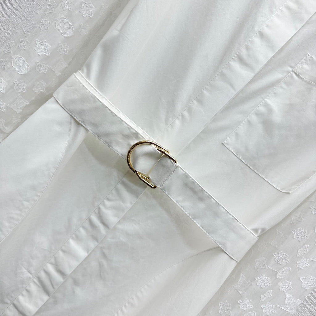 LOUIS VUITTON LV WHITE SHIRT DRESS WITH BELT 263740