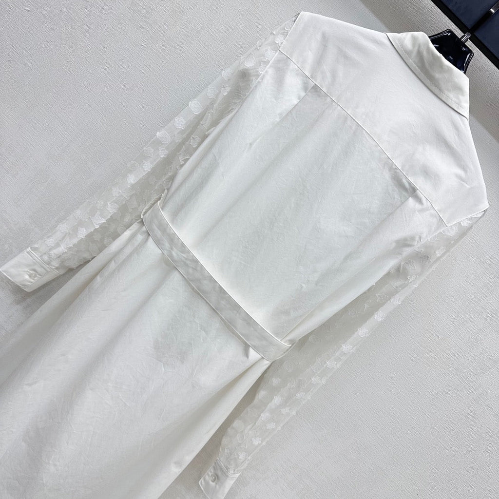 LOUIS VUITTON LV WHITE SHIRT DRESS WITH BELT 263740