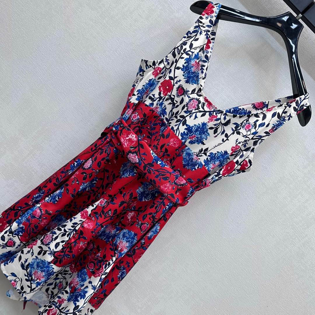LOUIS VUITTON LV SLEEVELESS V-NECK DRESS WITH WAIST TIE 263818