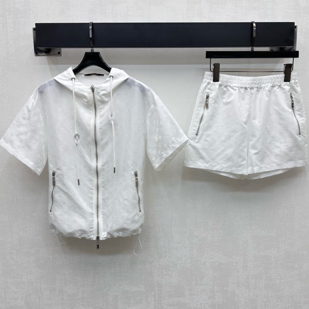 LOUIS VUITTON LV 25S HOODED SUN-PROTECTION JACKET AND SHORTS SET 264578