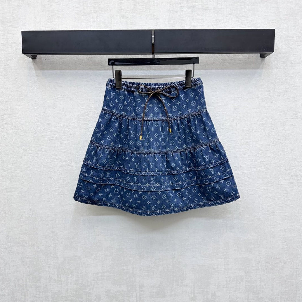 LOUIS VUITTON LV DENIM SKIRT WITH LOGO PRINT 274802