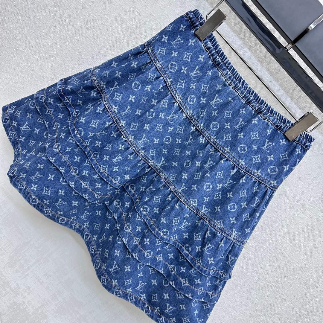 LOUIS VUITTON LV DENIM SKIRT WITH LOGO PRINT 274802