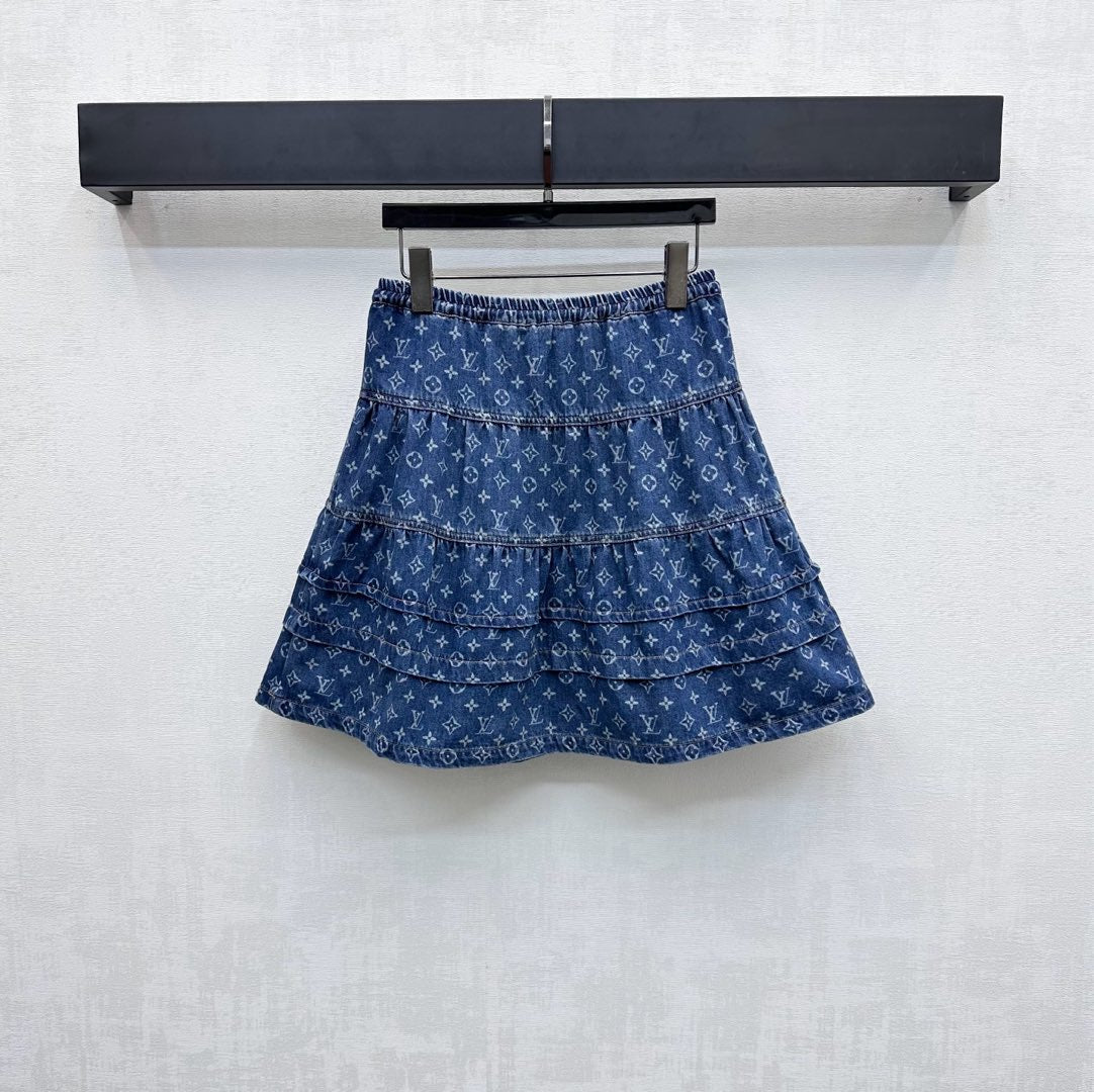 LOUIS VUITTON LV DENIM SKIRT WITH LOGO PRINT 274802