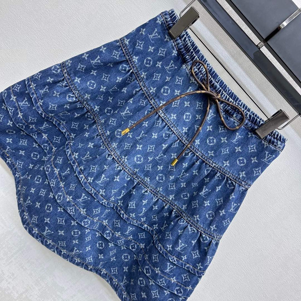 LOUIS VUITTON LV DENIM SKIRT WITH LOGO PRINT 274802