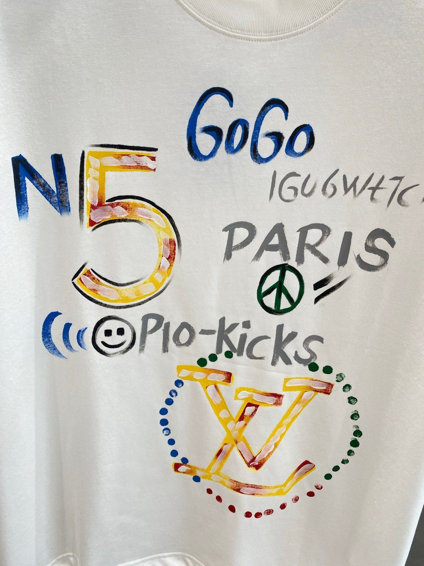 LOUIS VUITTON LV WHITE COTTON GRAFFITI T-SHIRT 238907