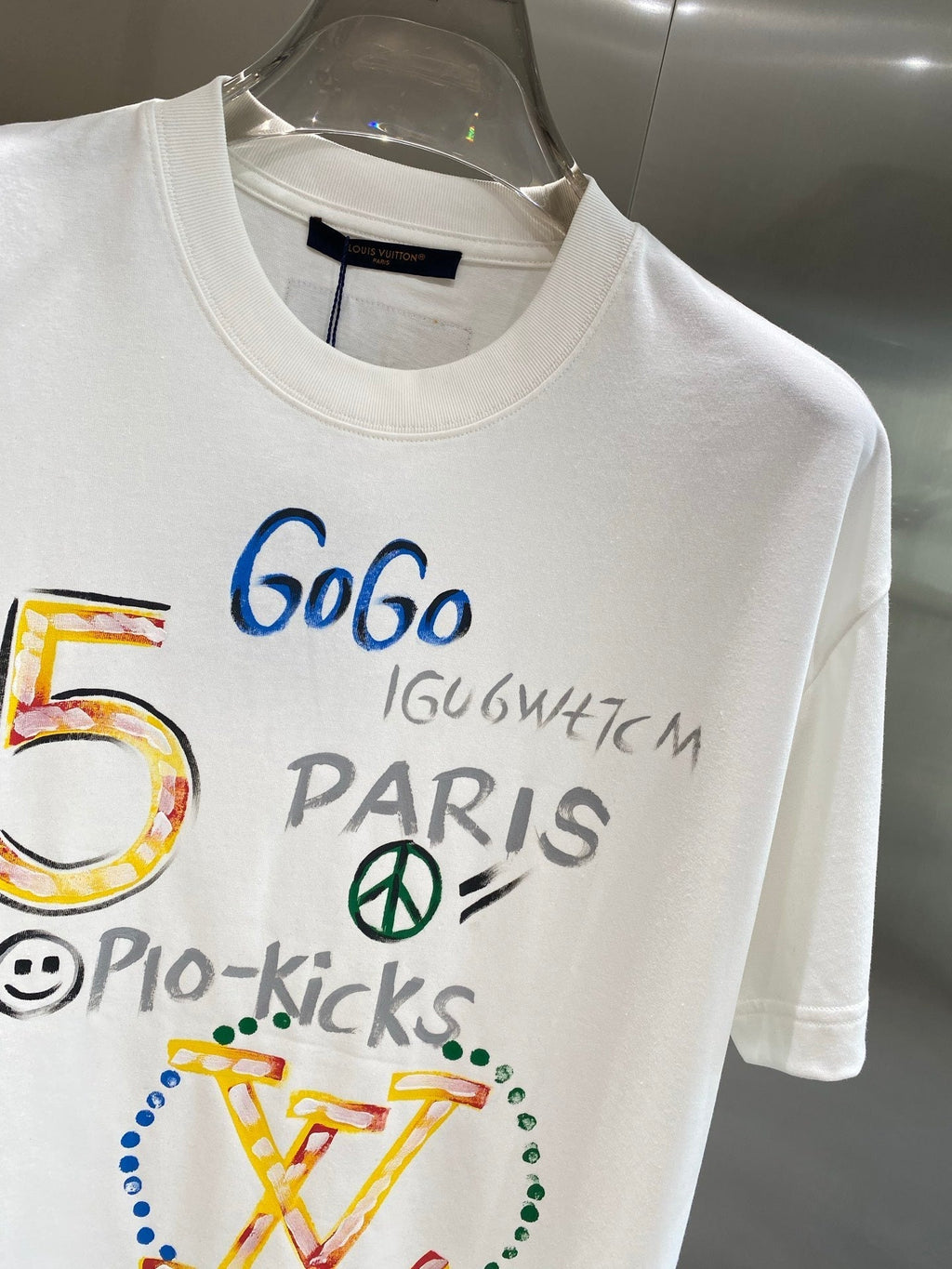 LOUIS VUITTON LV WHITE COTTON GRAFFITI T-SHIRT 238907