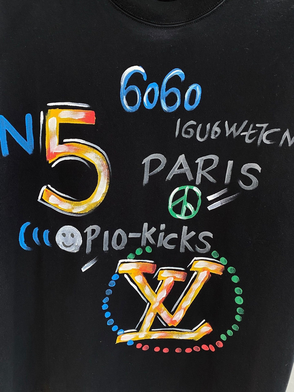 LOUIS VUITTON LV BLACK COTTON GRAFFITI T-SHIRT 238908