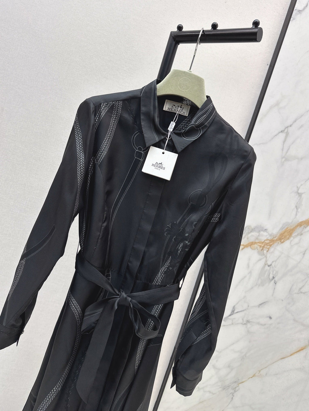HERMES HERMES 25S LONG SILK DRESS 80580