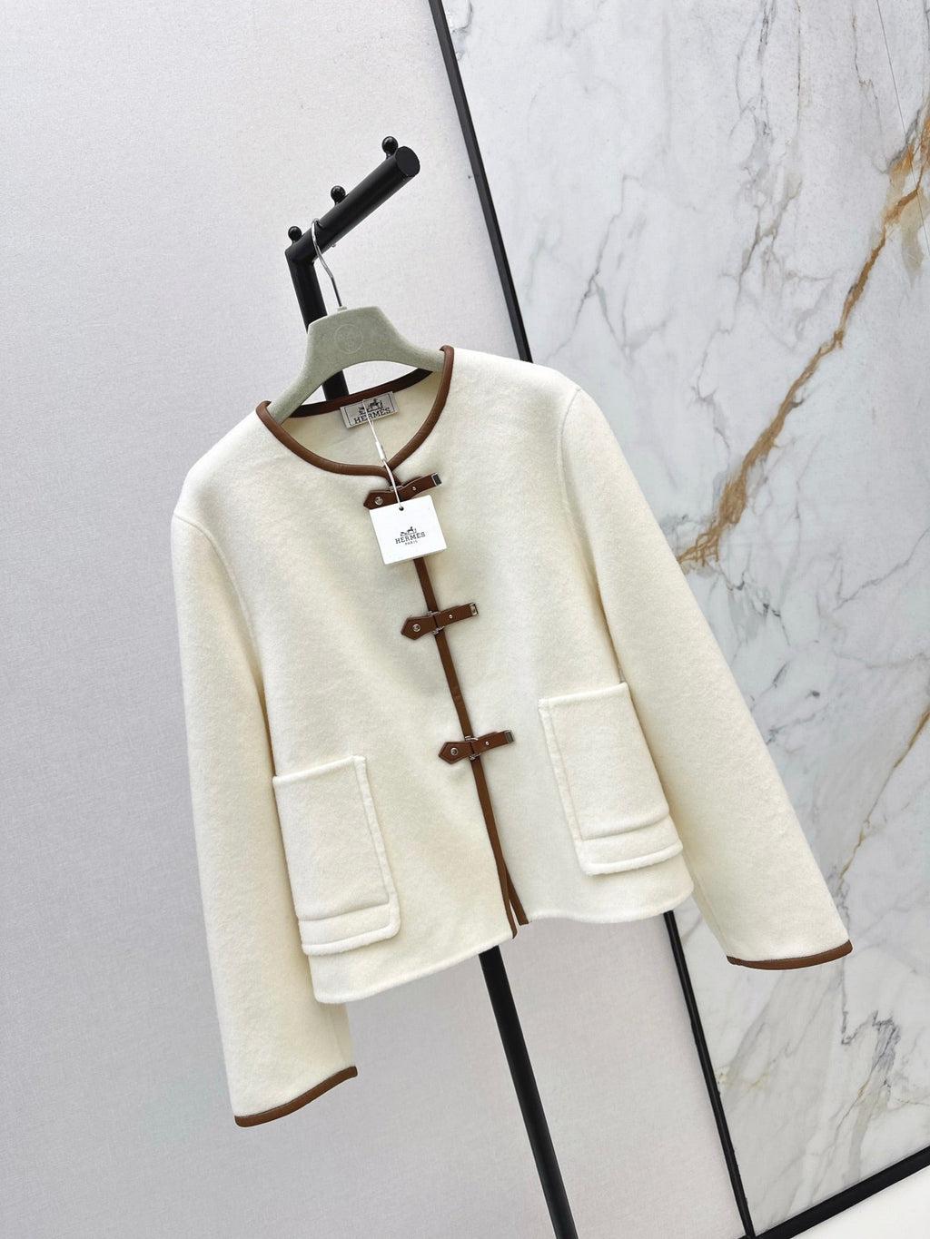 HERMES HERMES 25S REVERSIBLE SHORT CASERE COAT 130