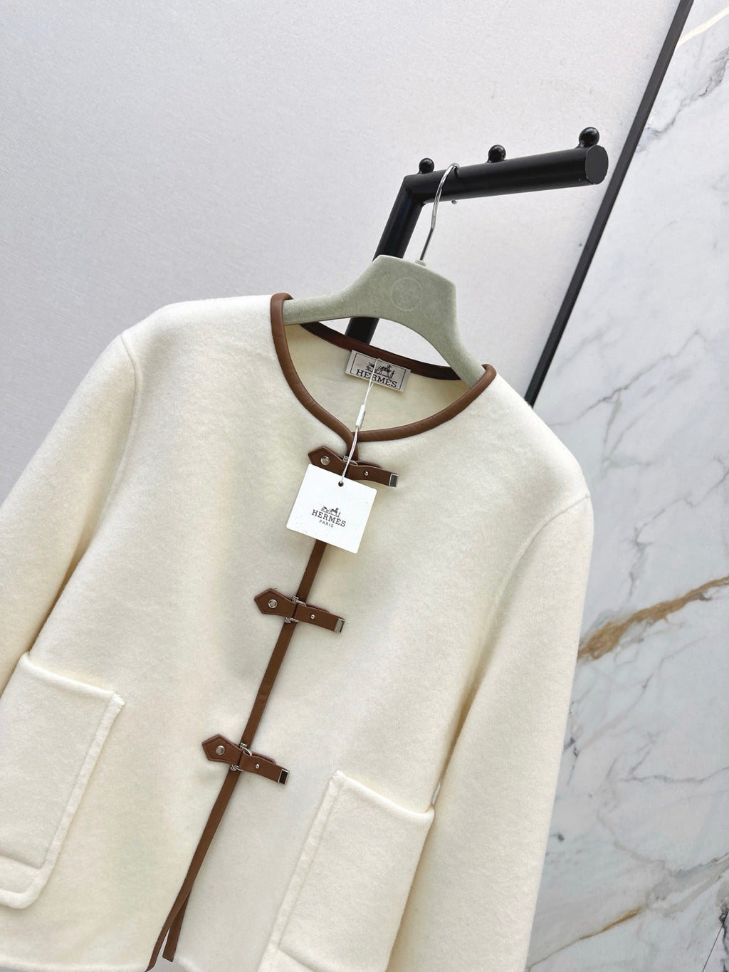 HERMES HERMES 25S REVERSIBLE SHORT CASERE COAT 130