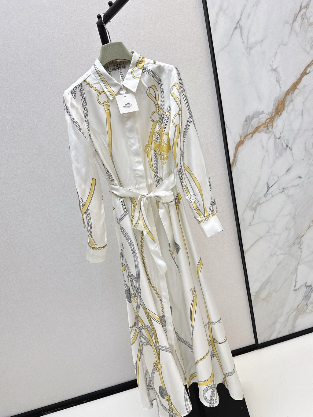 HERMES HERMES 25S LONG SILK DRESS 043