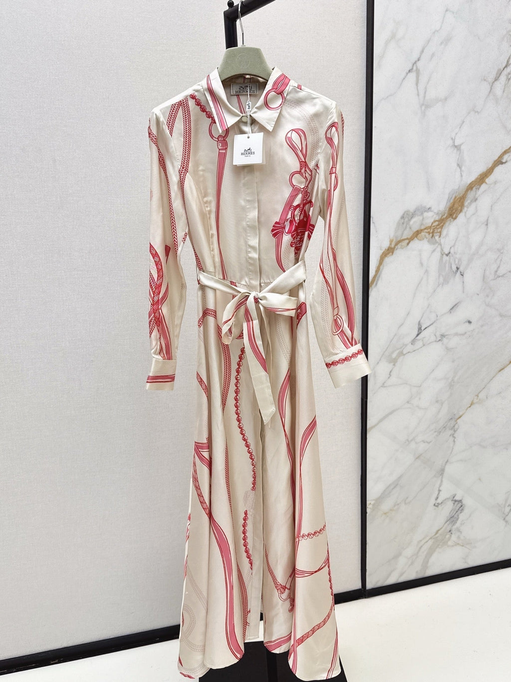HERMES HERMES 25S LONG SILK DRESS 134
