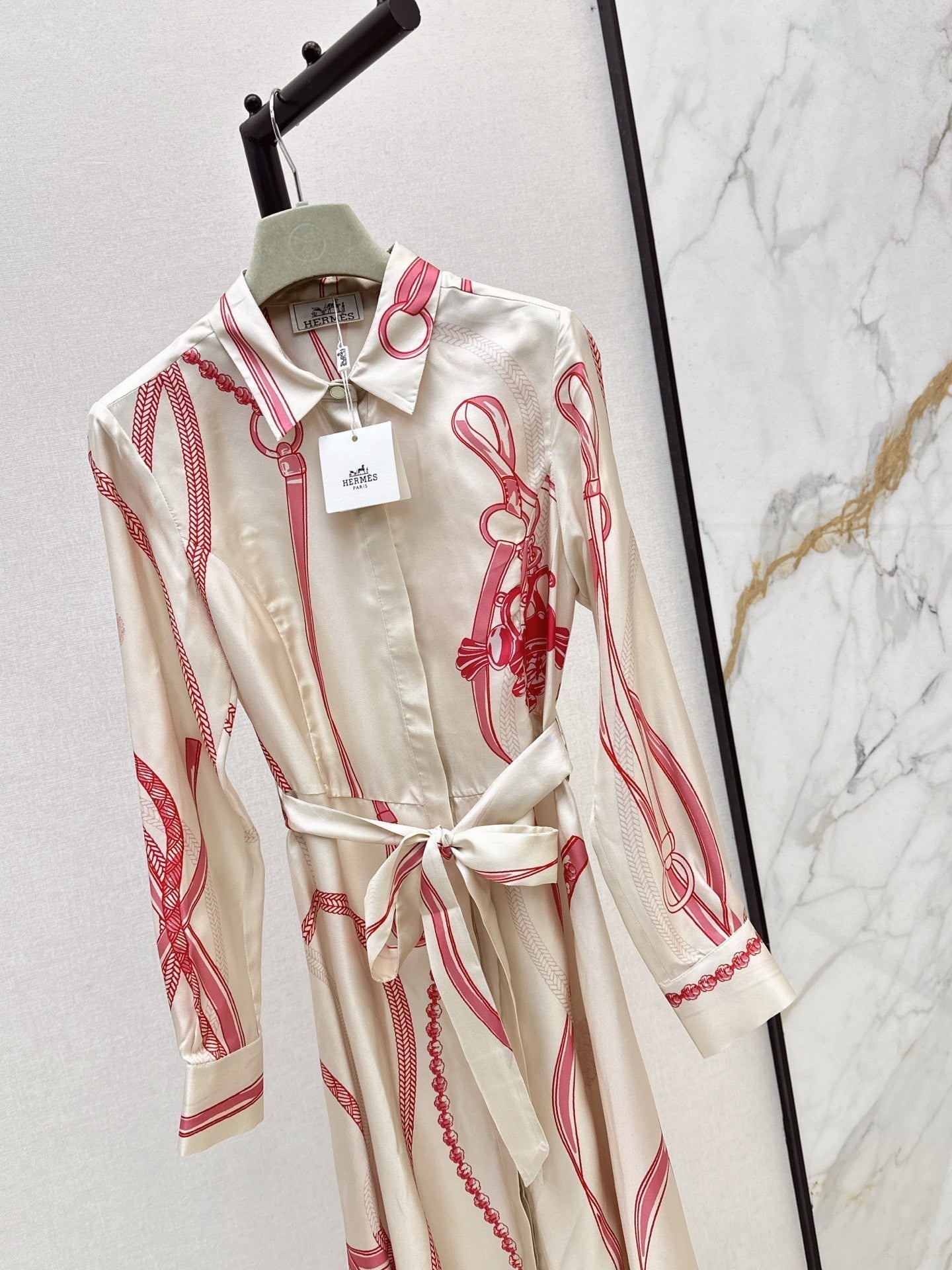 HERMES HERMES 25S LONG SILK DRESS 134