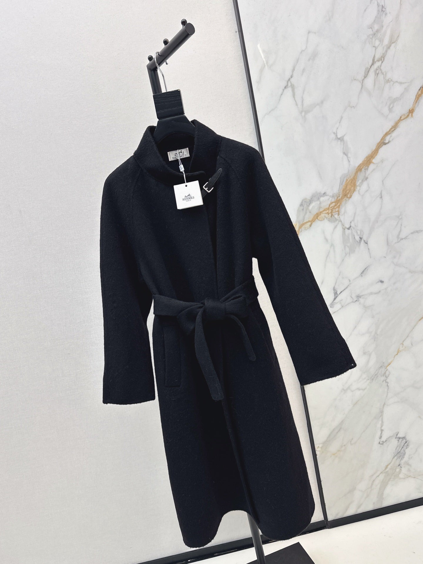HERMES 25S LONG STAND-COLLAR COAT 449