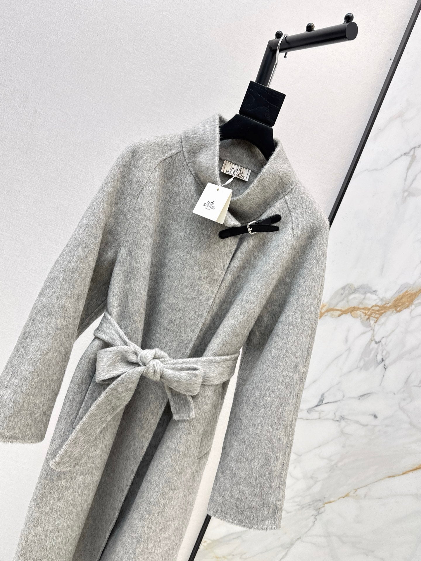 HERMES 25S LONG STAND-COLLAR COAT 450