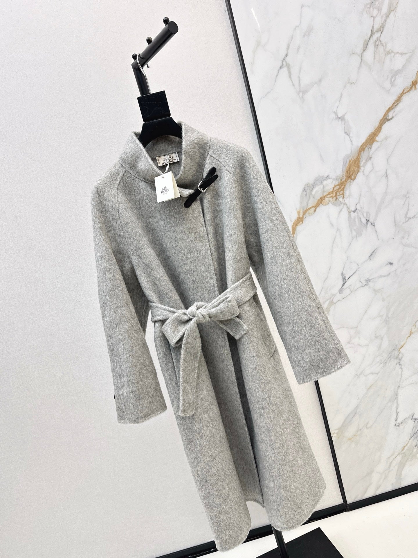 HERMES 25S LONG STAND-COLLAR COAT 450