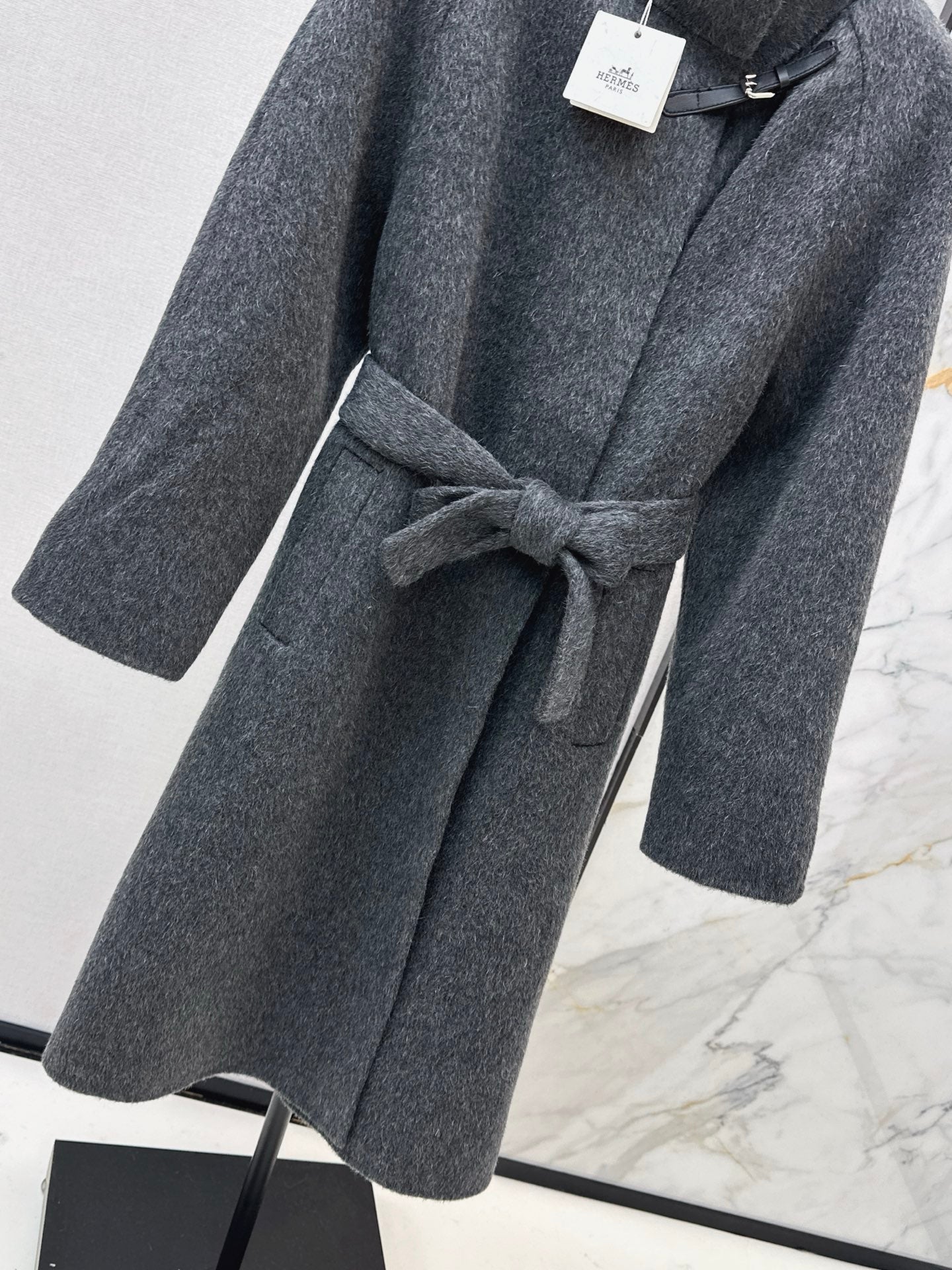 HERMES 25S LONG STAND-COLLAR COAT 451