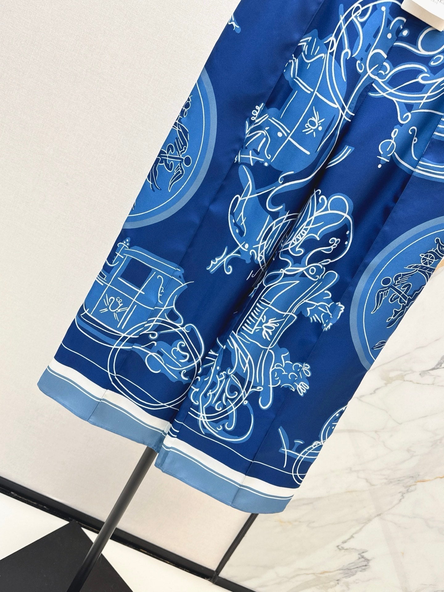 HERMES HERMES 25S WIDE‑LEG STRAIGHT PANTS 424