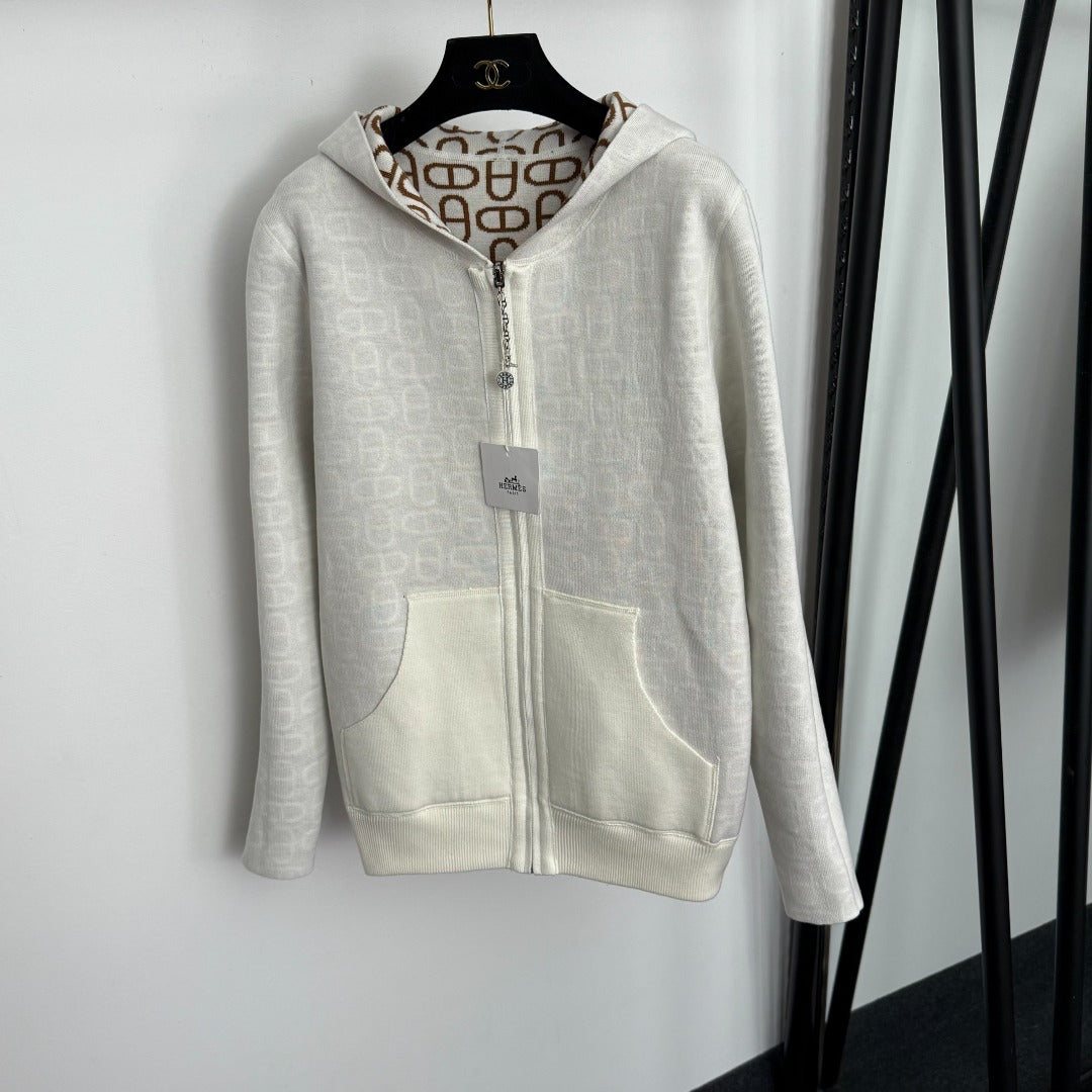 HERMES HERMES 25S REVERSIBLE CASERE SWEATER JACKET 113