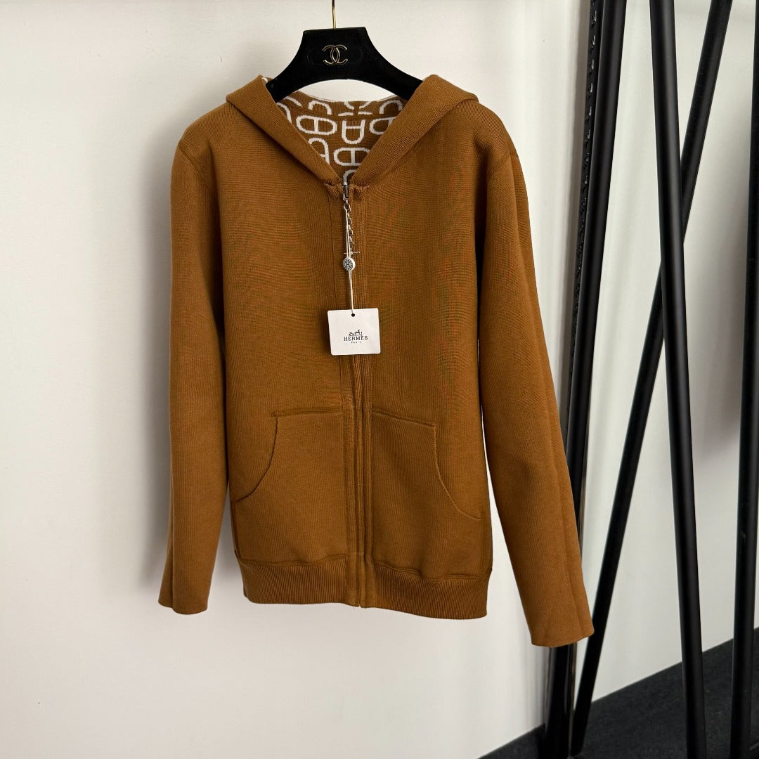 HERMES HERMES 25S REVERSIBLE CASERE SWEATER JACKET 114