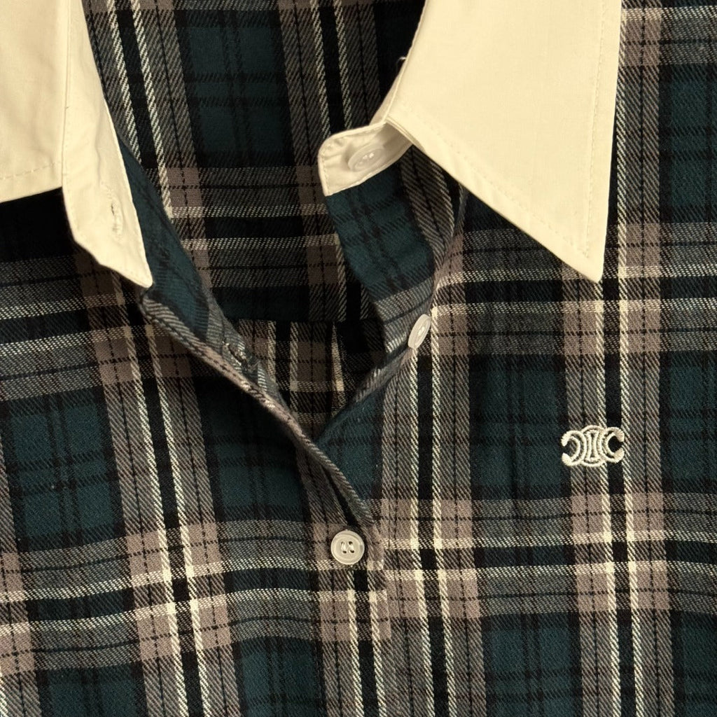 CELINE 26S LONG-SLEEVE CHECKED SHIRT STYLE 10